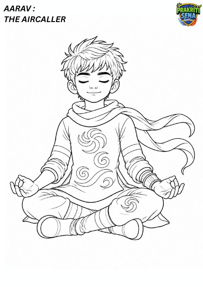 Aarav the Aircaller — Colouring Page 4 preview