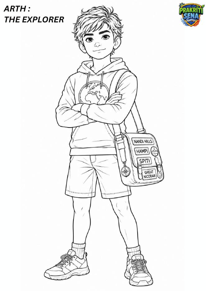 Arth the Explorer — Colouring Page 1 preview