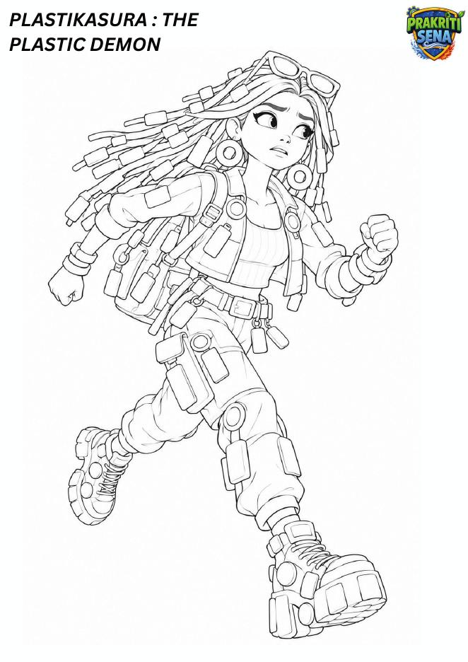 Plastikasura the Plastic Demon — Colouring Page 2 preview