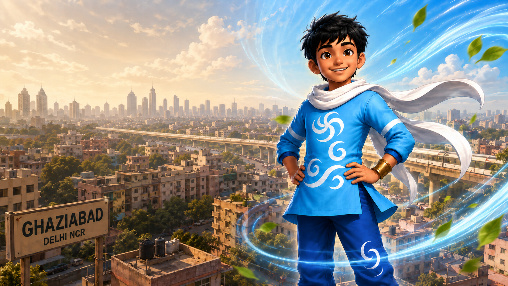Aarav the Aircaller above Ghaziabad, Delhi NCR