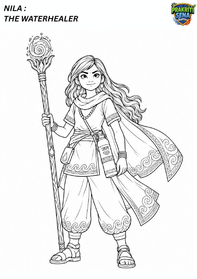 Nila the Waterhealer — Colouring Page 1 preview