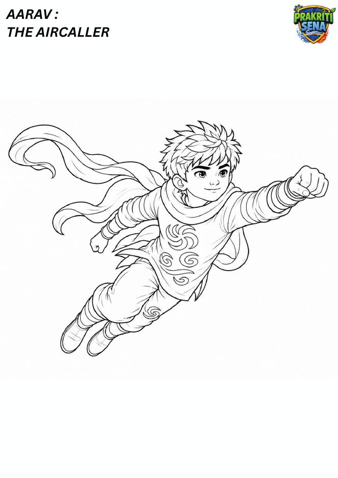 Aarav the Aircaller — Colouring Page 3 preview