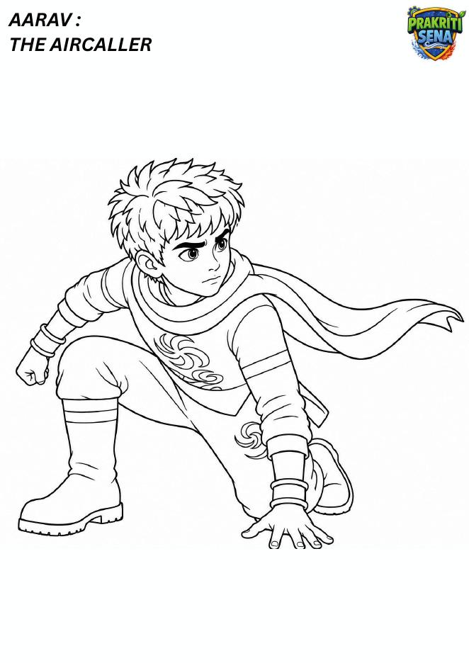 Aarav the Aircaller — Colouring Page 5 preview